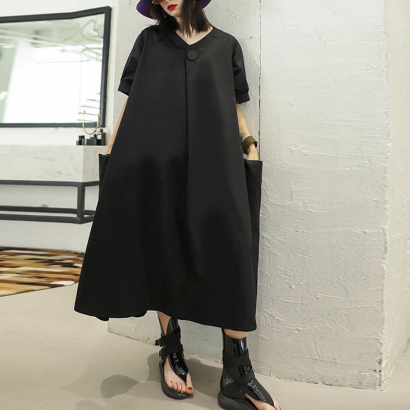 サイドポケット付き Aラインワンピース ON0201