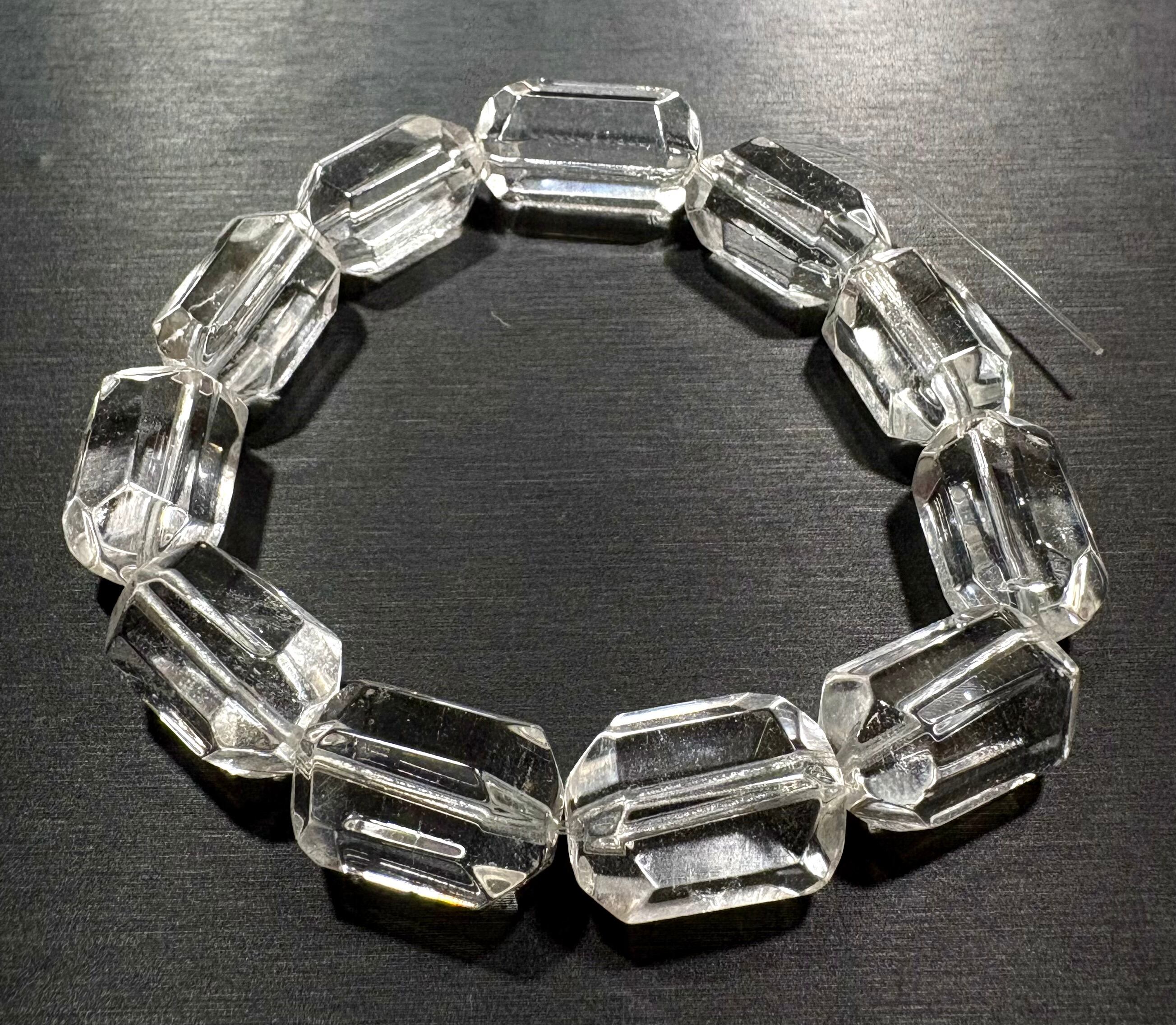 高品質 ダブルポイントクリスタル ブレスレット 11.5〜12mm 内径18cm