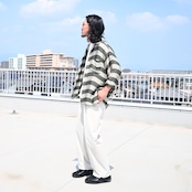 INTÉRIM / HYPER BIG VISCOSE STRIPE 60s OPEN COLLAR SHIRT