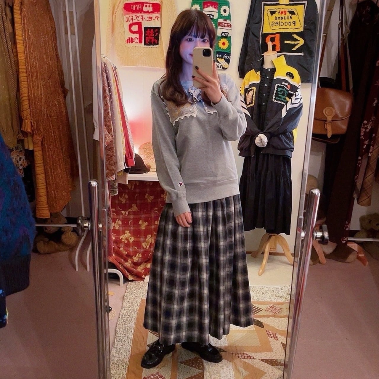 remake / side street light ribbon gray sweat