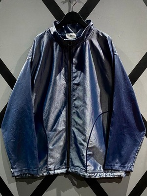 【X VINTAGE】Metallic Silver Loose Nylon Hight Neck Jacket