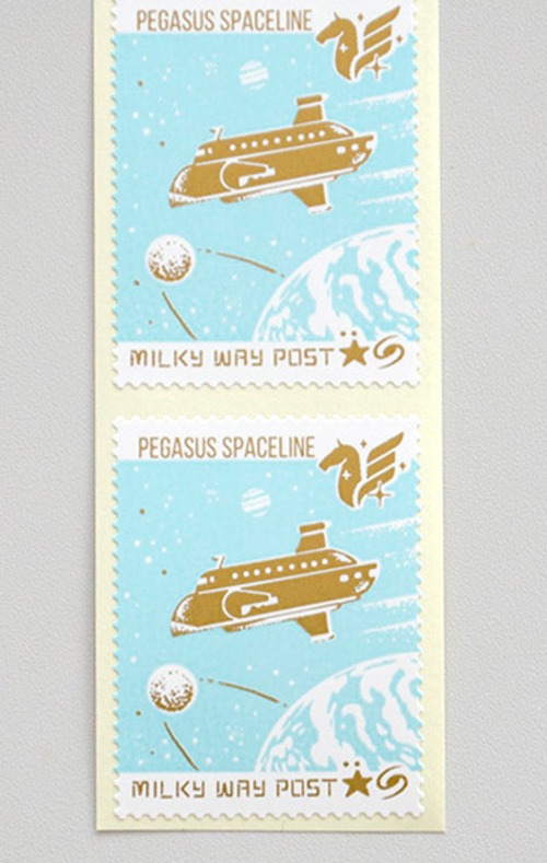 〈九ポ堂〉天の川郵便切手風シール・旅客宇宙船ペガススシップ