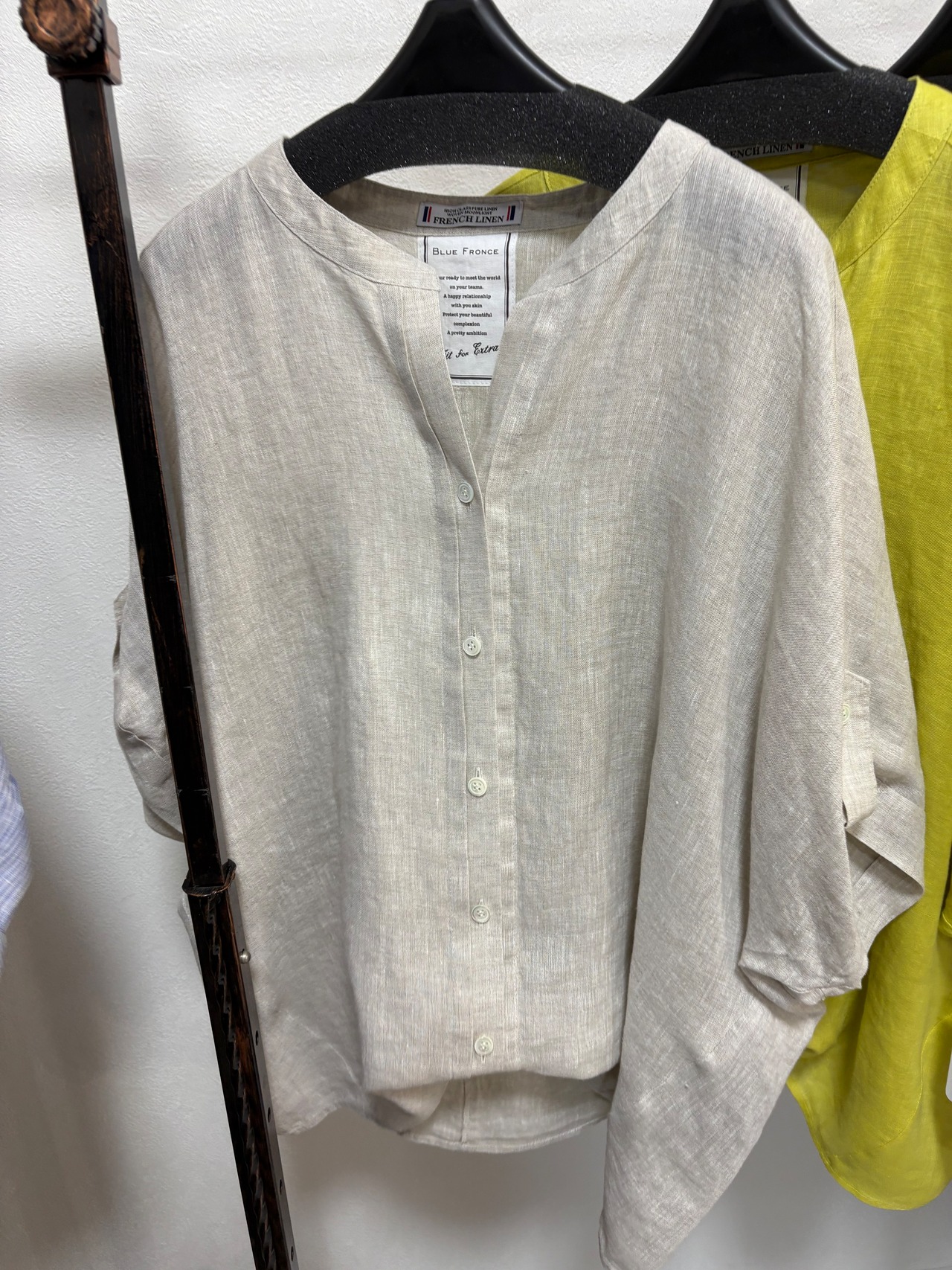 【ROBE】 ノーカラーフレンチリネン　シャツ　1406