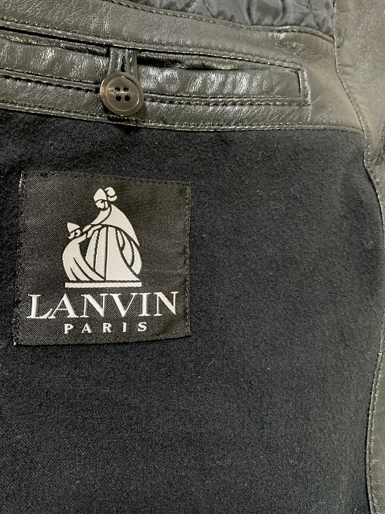 1980~90's Design Double Breasted Leather Coat "LANVIN"