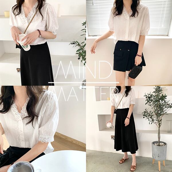 新作 21 夏新作 トップス 春夏 ブラウス レディース ブラウス 白 ブラウス レース 袖レース トップス コットンレースブラウス コットン ブラウス 薄手 パフスリーブ ぽわん袖 Vネック レディース ゆったり 体型カバー トップス 大人かわいい服 デート服 ホワイト P7414