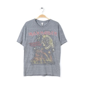 アイアンメイデン ハードロックTシャツ バンドTシャツ 灰 IRON MAIDEN エディー サイズM相当 古着 @AB0010