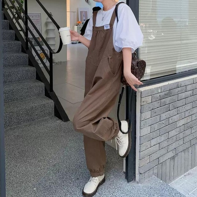 足首タックデザインのシンプルオーバーオール　　K16247