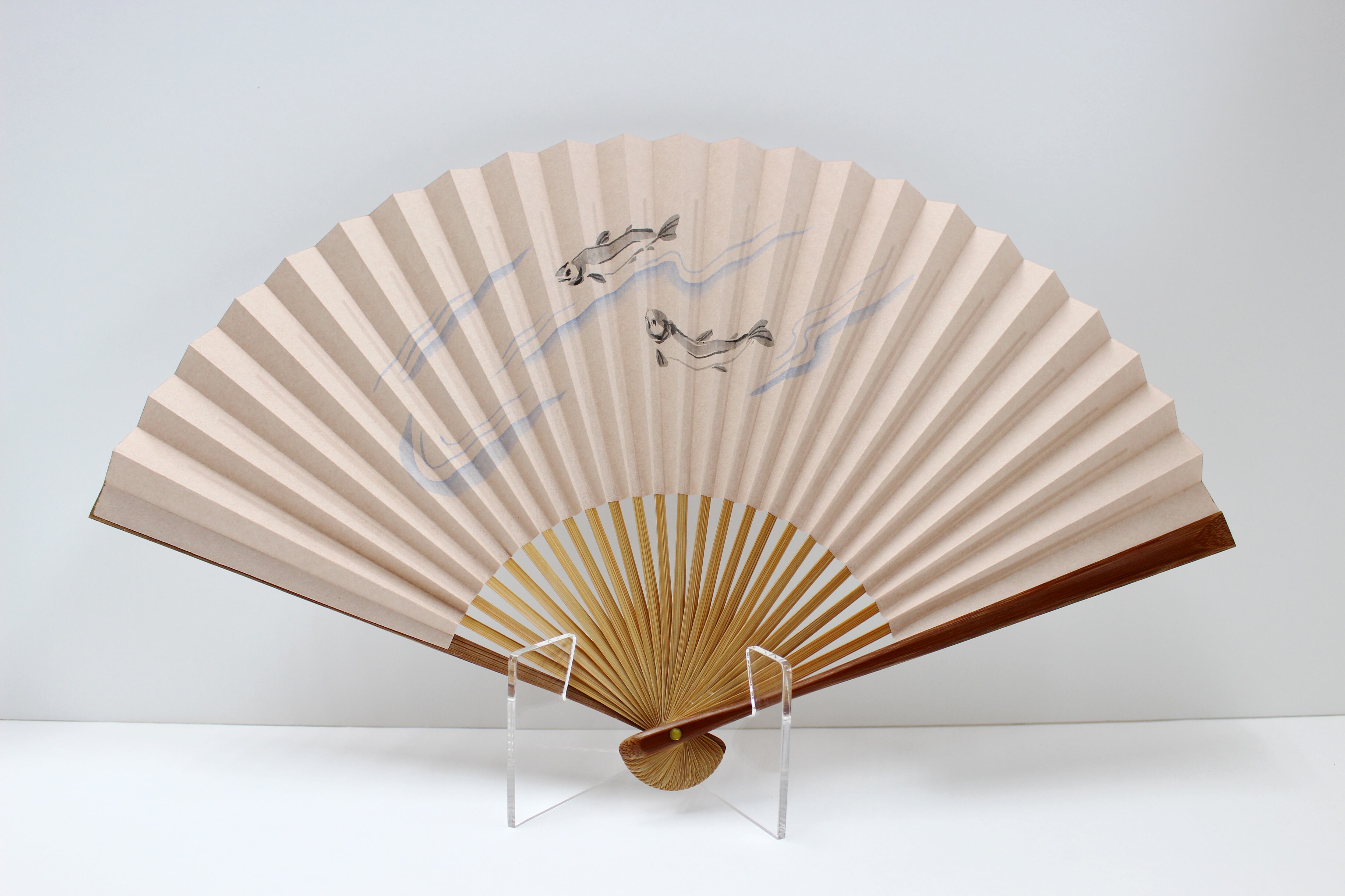 ツートンカラー 流水鮎【 京扇子 職人手描き 】 ※送料無料 | 【京扇子