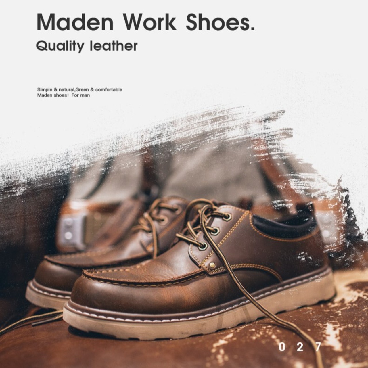 Brown Split Leather Derby Shoes / ブラウン スプリット レザー ダービー シューズ