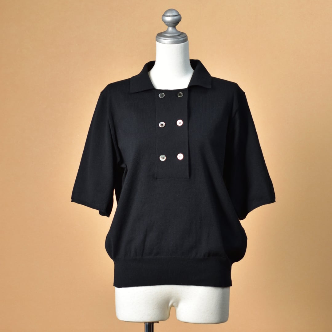IKITSUKE イキツケ ポロダブルニット・ブラック【送料無料】