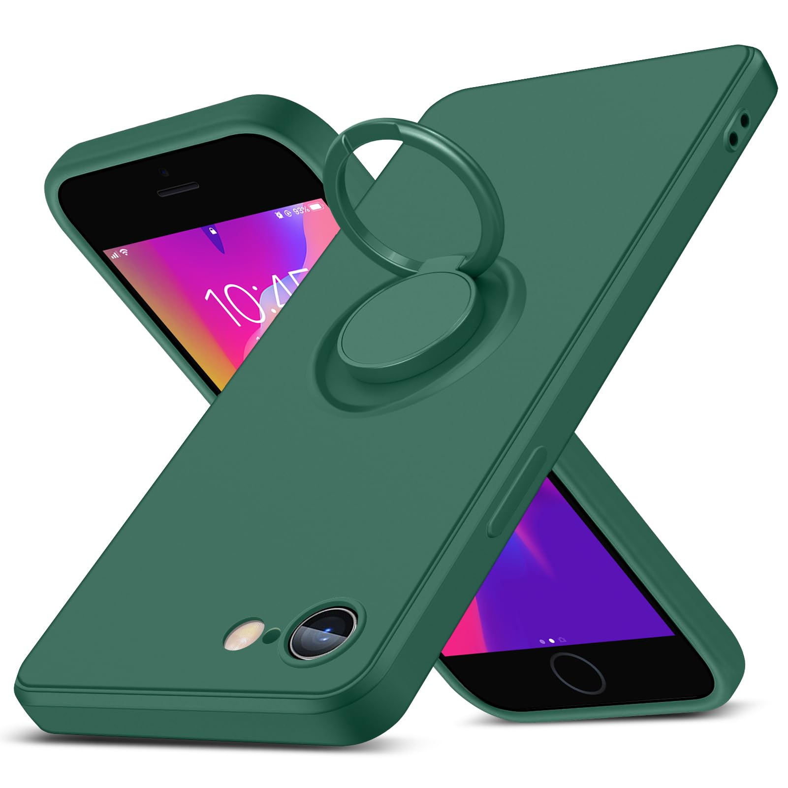 Duluqboba 対応 iPhone SE3 / SE2 / 8 / 7 用の ケース リング シリコン レンズ保護 薄型 360°回転