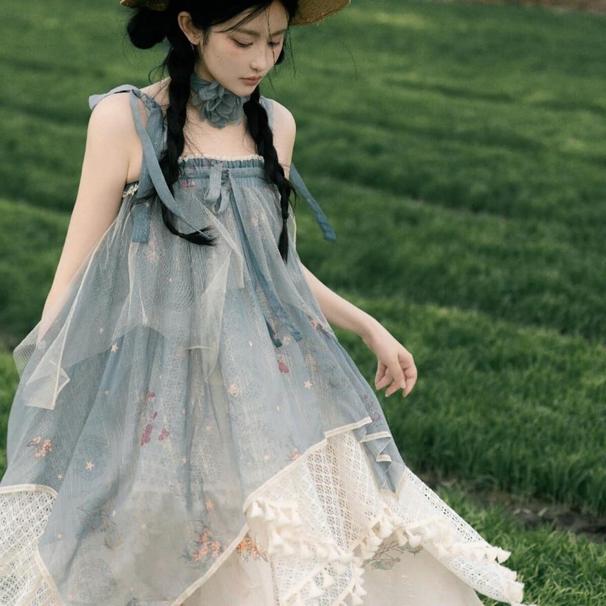 森ガール ジャンパースカート シフォン アシンメトリー 夏服｜SEASONZ