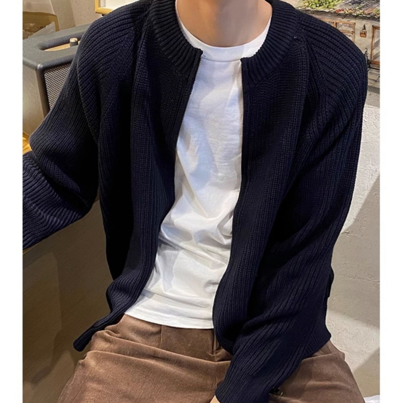 ジップアップシンプルカーディガン　921