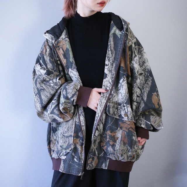 real tree camouflage over silhouette zip-up hoodie jacket