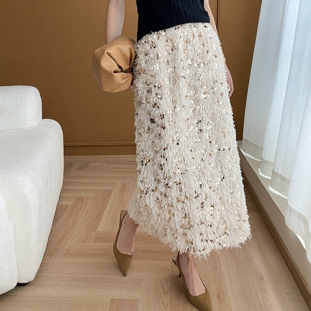sequined fringe skirt