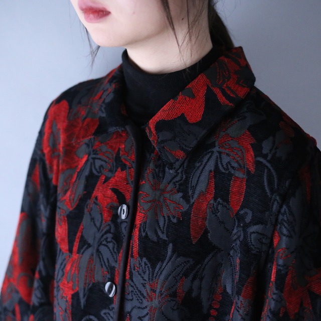 "reversible" beautiful flower motif pattern chenille weave jacket