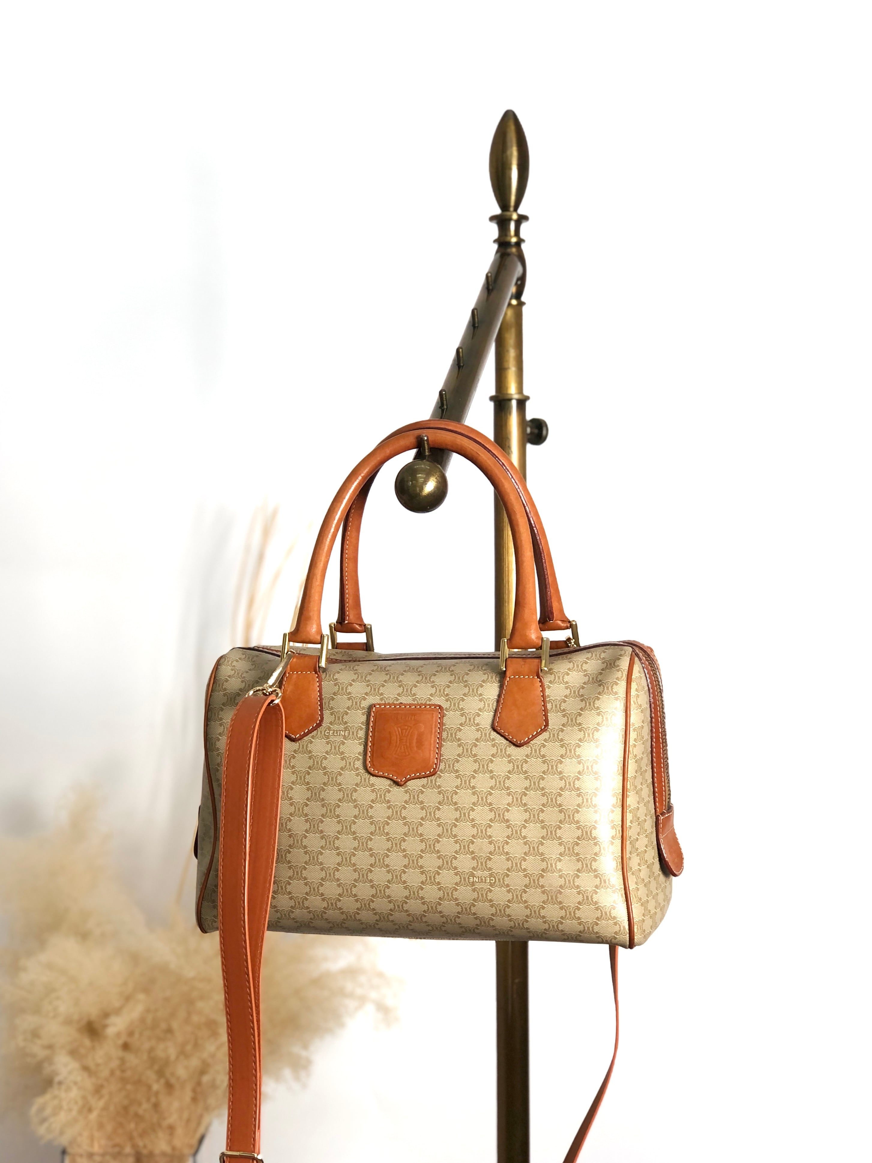 CELINE セリーヌ マカダム ショルダーバッグ ベージュ ブラゾン型押し
