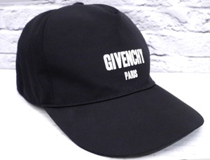 【美品】GIVENCHY ジバンシィ ユニセックス モノグラム ロゴ ベースボール キャップ 帽子 ビッグキャップ 黒◆ 小顔効果抜群の人気モデル♪