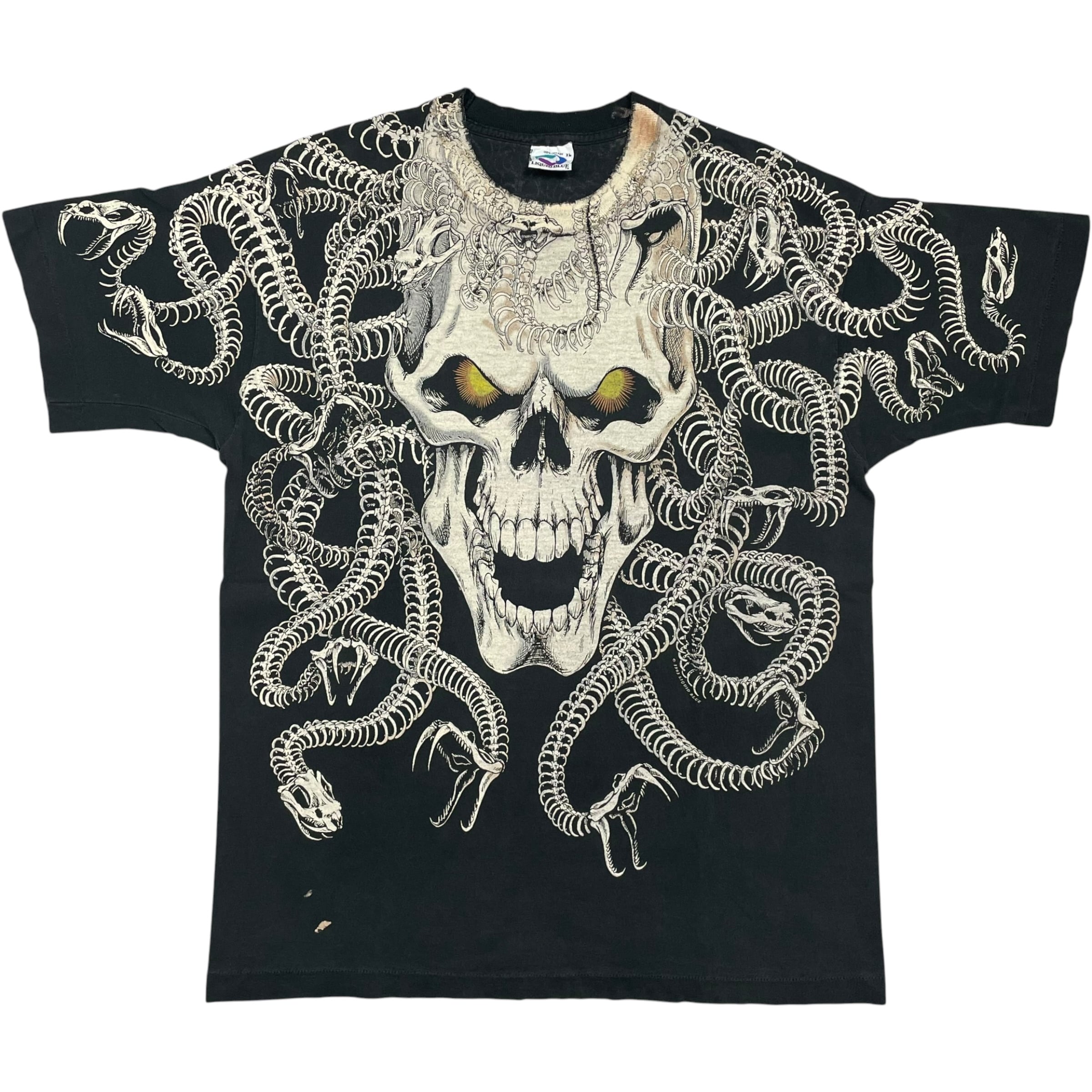 《XL》LIQUID BLUE リキッドブルー Tシャツ メデューサ フェード 両面プリント シングルステッチ ブラック USA製 90年代 vintage no.10542