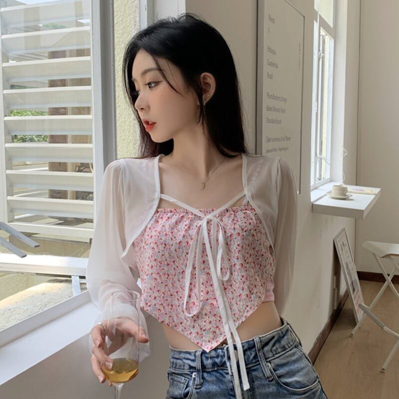 薄手レディースサマーショートシフォンカーディガンジャケット シャツ ロング 夏物 YY-ファッション83531590536