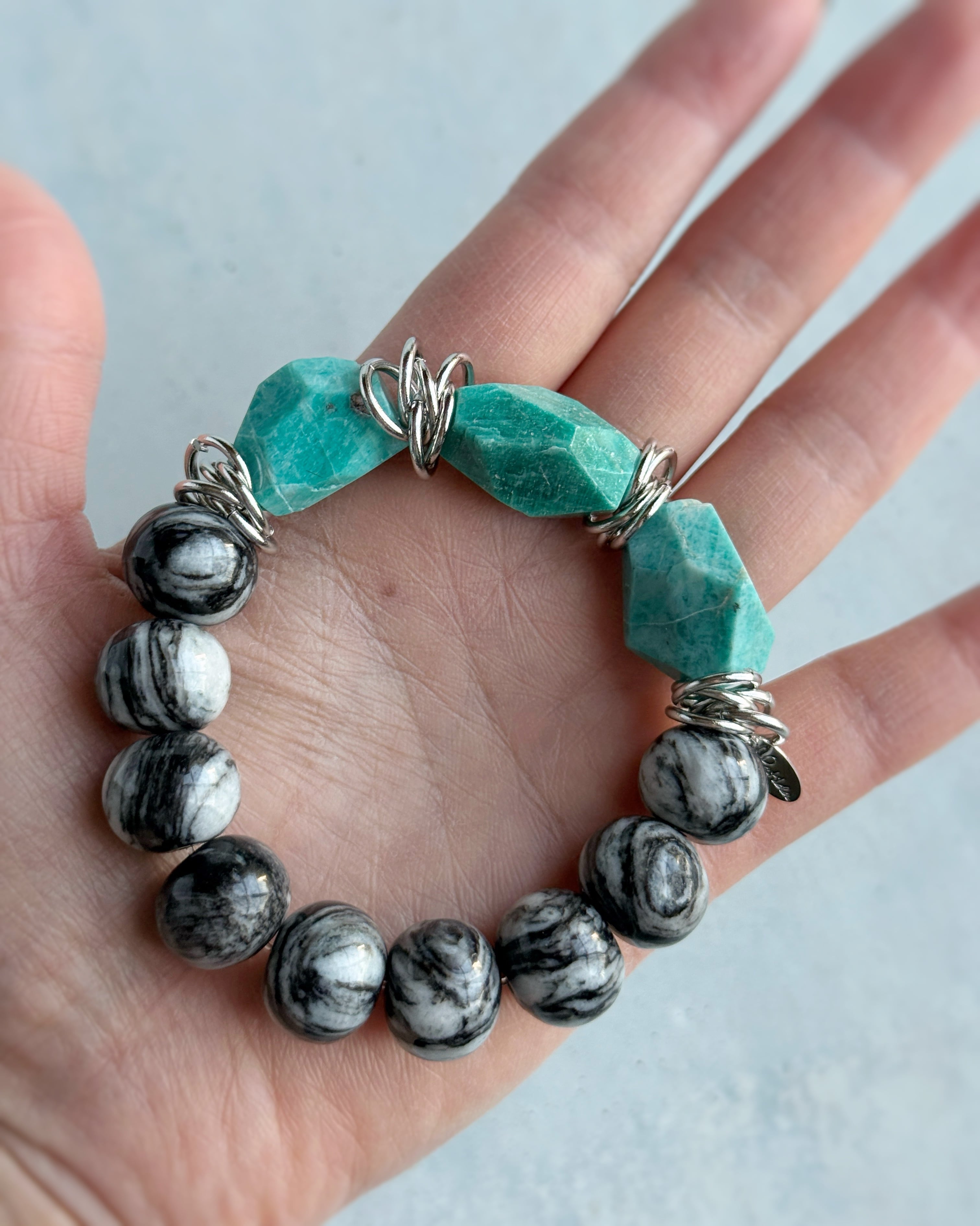 bicolor bracelet(アマゾナイト×ゼブラジャスパー)