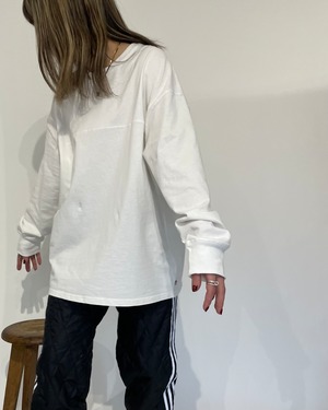 calm us cotton  heavy big long sleeve shirt <white>