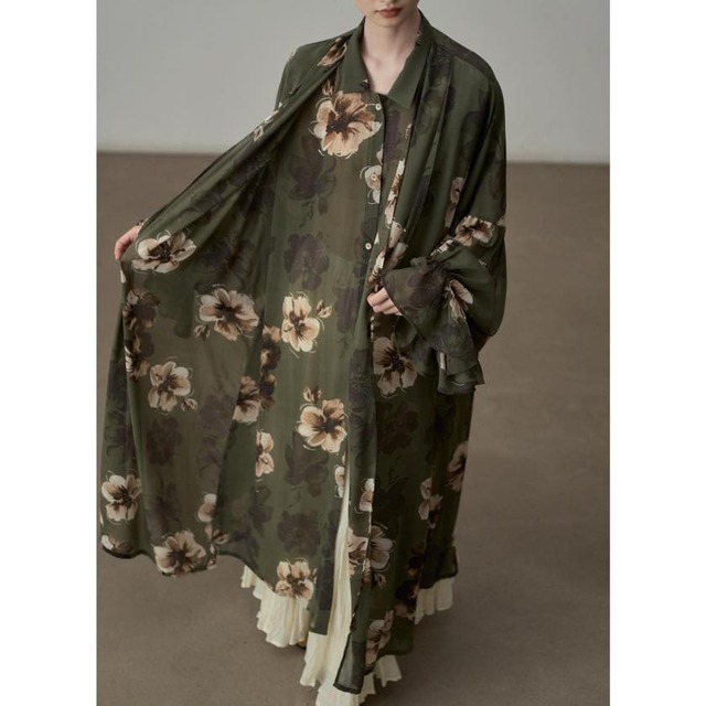 botanical draped gown one-piece