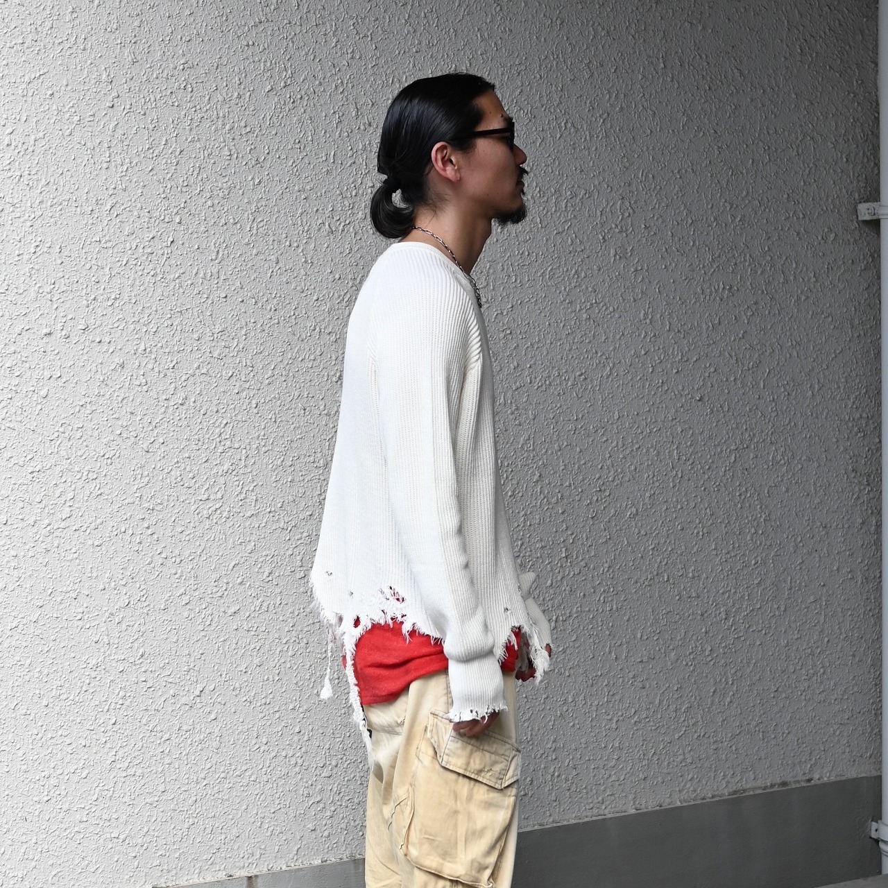 Leh / GANKO別注×damage waffle L/S sweater