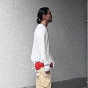 Leh / GANKO別注×damage waffle L/S sweater