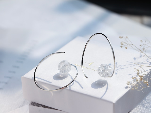 SV935(Argentium)- twist hoop rock crystal quartz pierced earrings