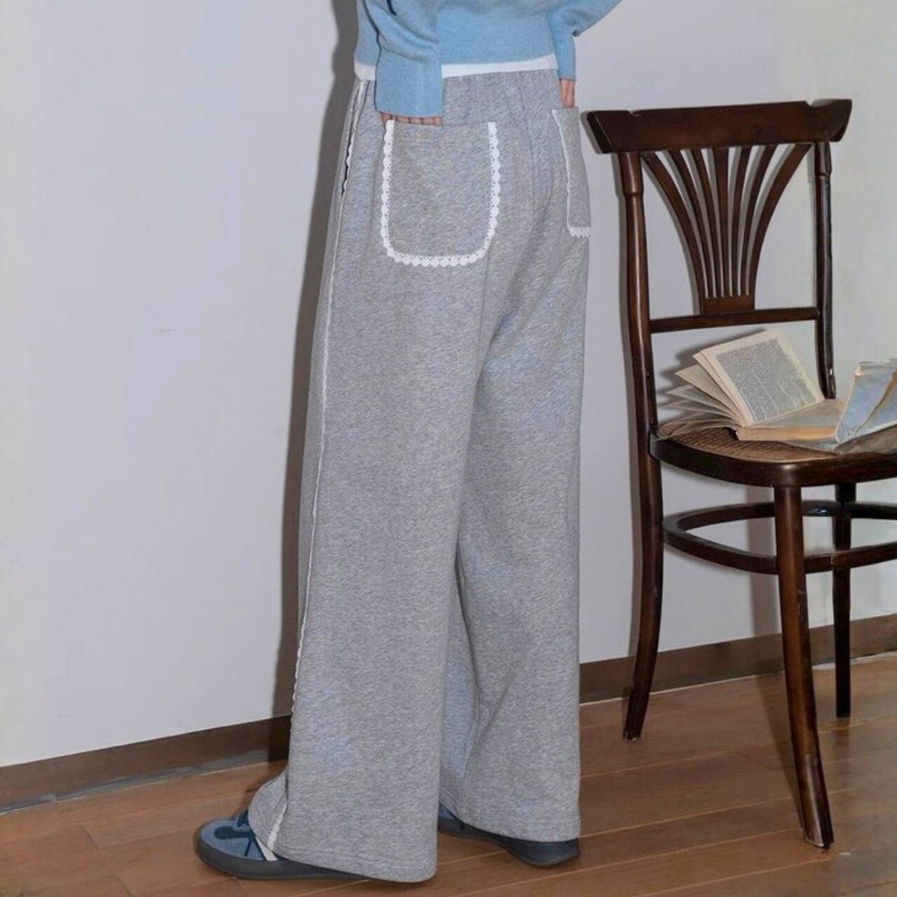 レースアクセントスウェットパンツ R01405