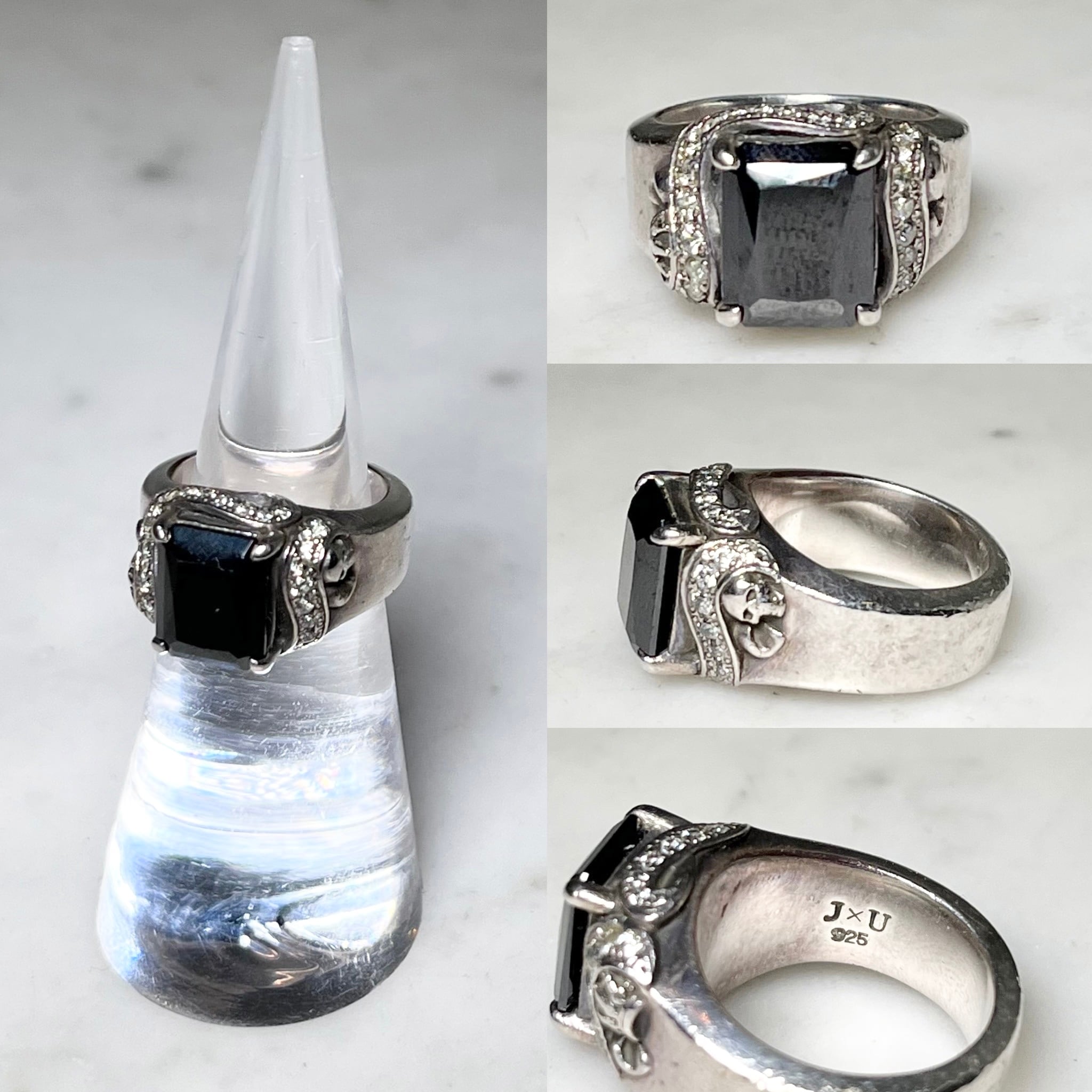 JUSTIN DAVIS heavy gauge silver ring set with zirconia 