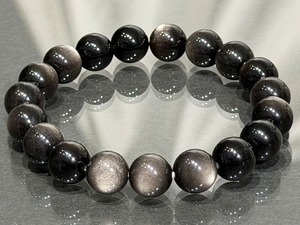 No.2351-6 シルバーオブシディアンブレスレット