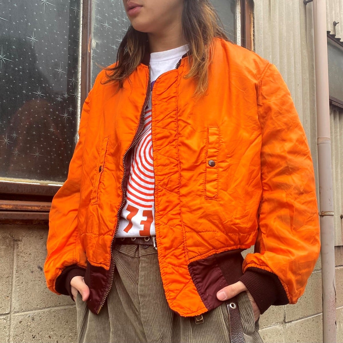 Alpha アルファ Ma 1タイプ ミリタリー フライトジャケット メンズl 古着 民間品 ボルドー ワインレッド えんじ ミリタリージャケット Sa50 Cave 古着屋 公式 古着通販サイト