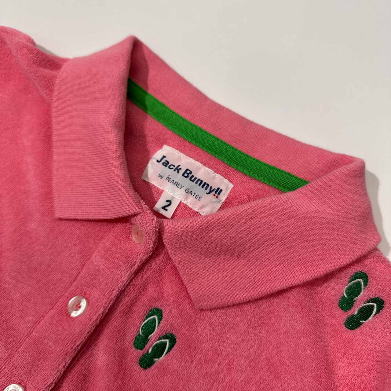 Jack Bunny!! ジャックバニー パーリーゲイツ ビーチサンダル総柄 パイル 半袖 ポロシャツ 2 /レディース/ピンク/ゴルフ