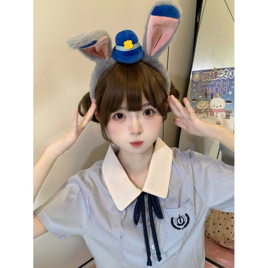 甘ロリ うさ耳カチューシャ ポリス風×ミニハット付き｜WithU