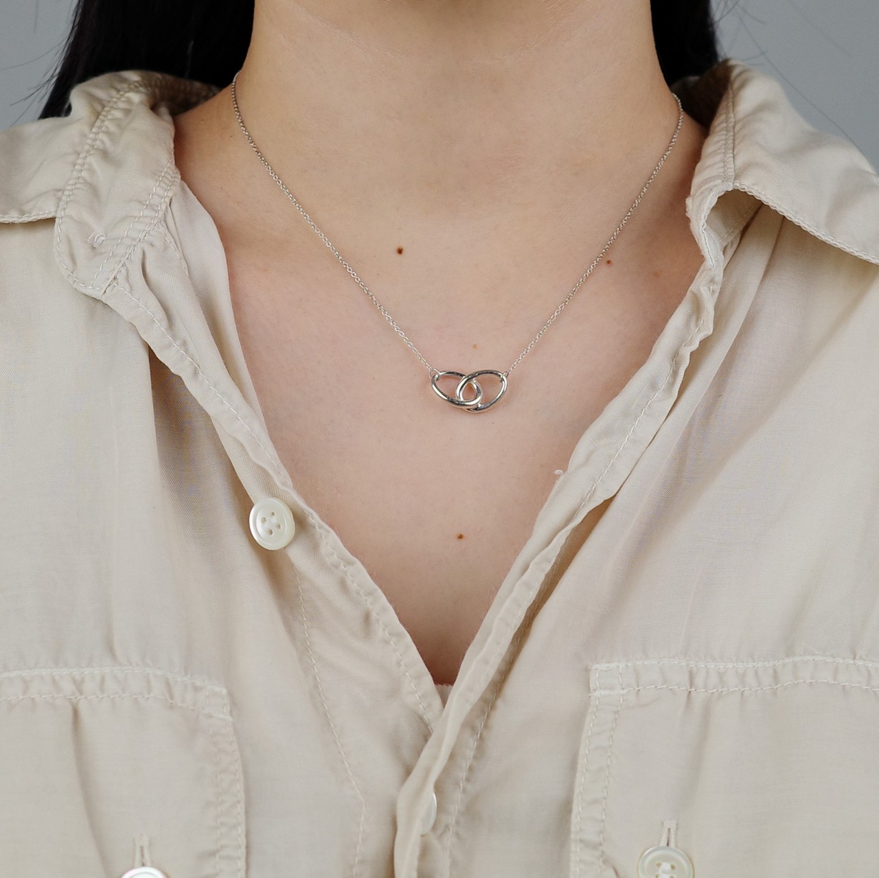 OLD "TIFFANY&CO." DOUBLE RING NECKLACE