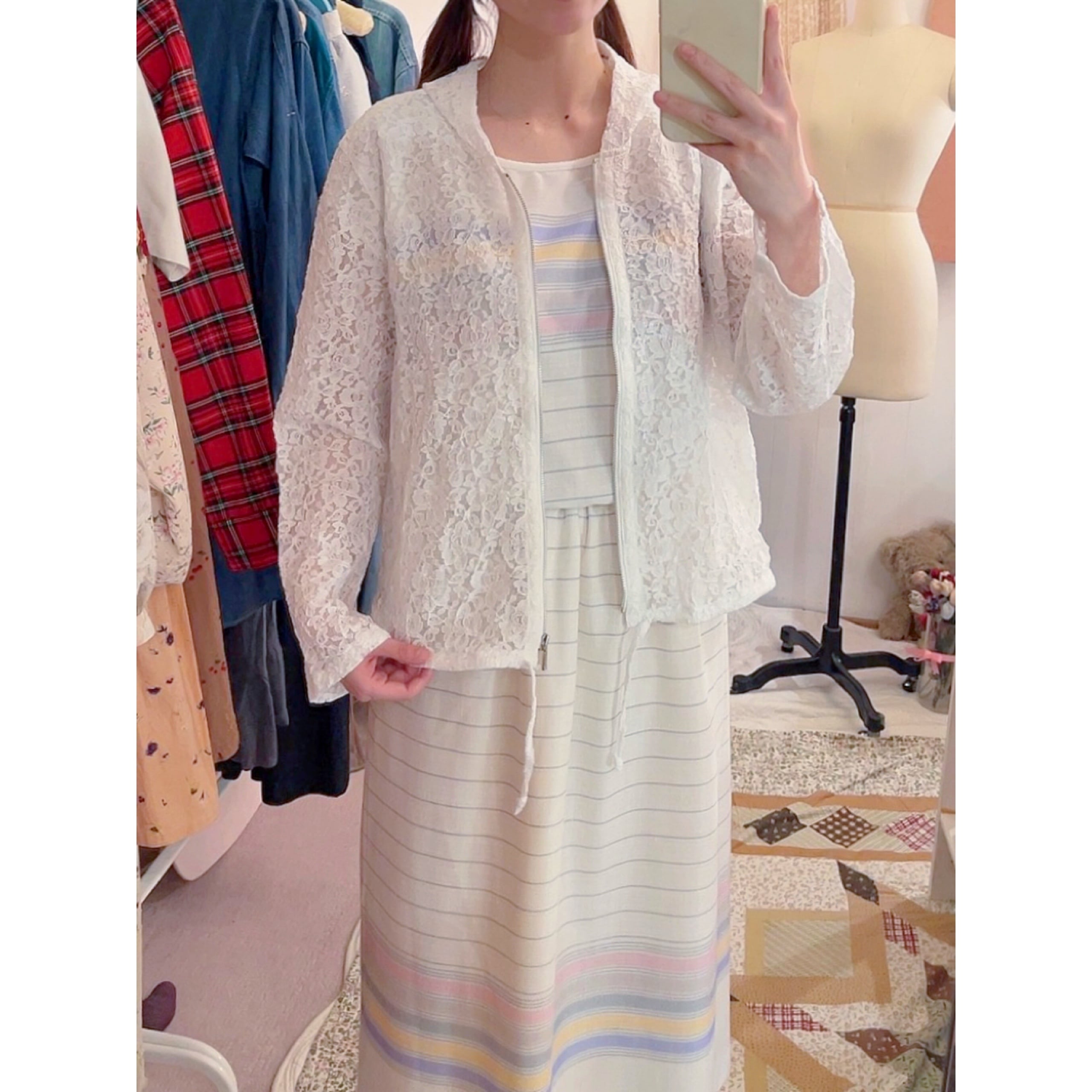 white flower lace hoodie