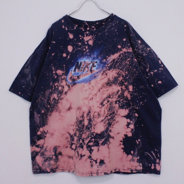 【Caka act2】"NIKE" Bleach Design Loose T-Shirt