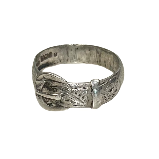 vintage engraved silver belt ring
