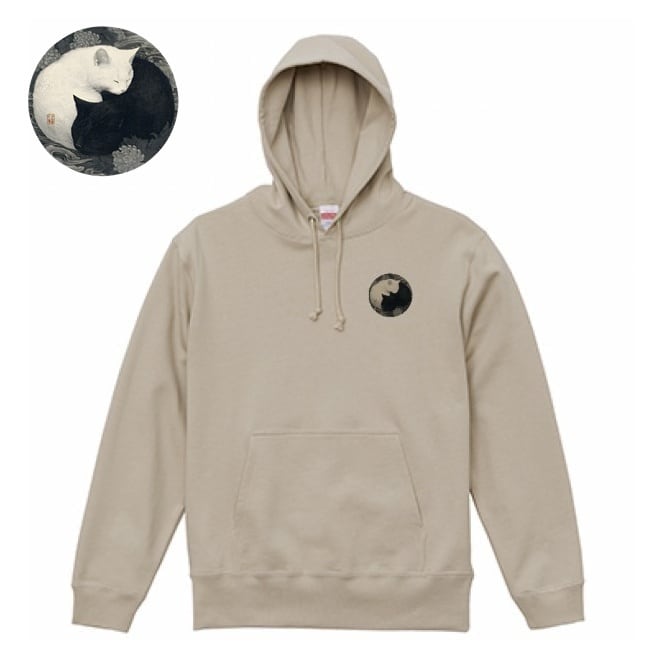「陰陽の眠り ―白黒調和美」前後両面 プルオーバーパーカー/"Yin and Yang Sleep - Black and White Harmony" Front and Back Pullover Hoodie