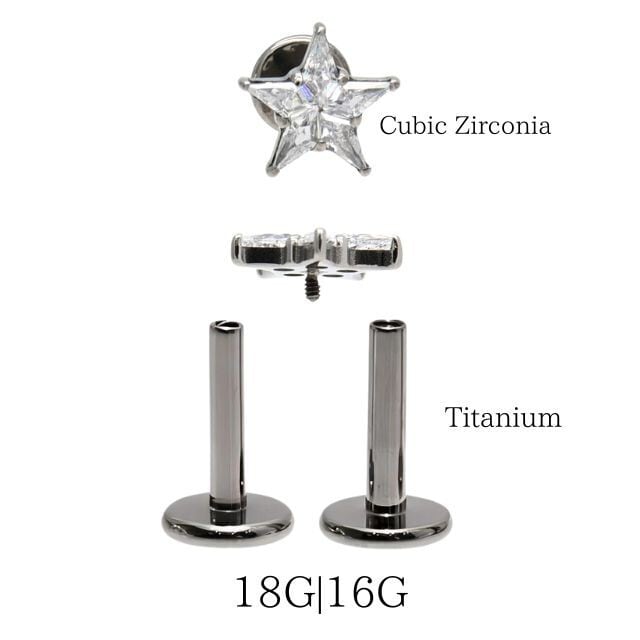星ピアス 18G 16G 14G BIG スター 金属アレルギー対応 チタンピアス