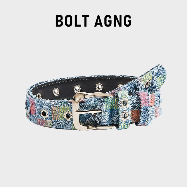 【BOLT AGNGシリーズ】★ベルト★ 4color 飾り物 アクセサリー 小物 ユニセックス デニム 個性的 黒 青 白