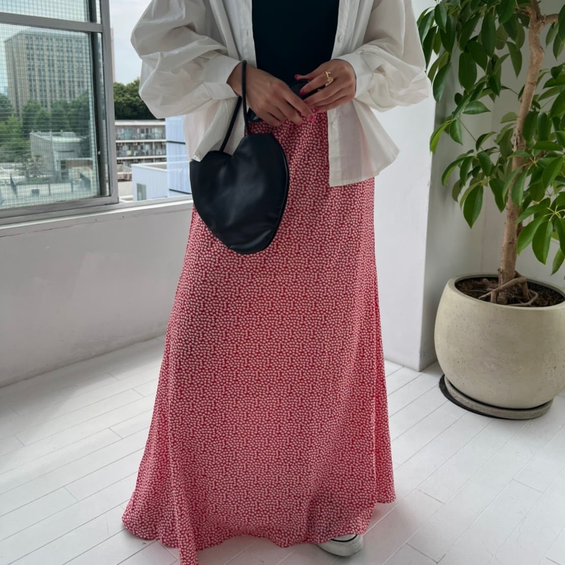 pedicel hem A line long skirt_LN01424