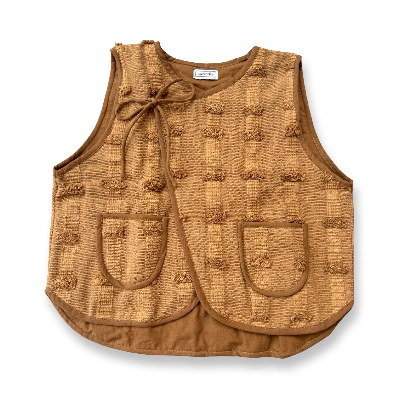 saruche ドビーヘビーコットンベスト Brown
