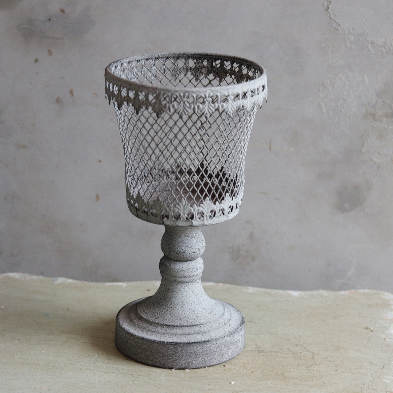 ブリキ植木鉢 　マイユスタンドカップGY　アンティーク調　シャビーシック　オシャレ　M901