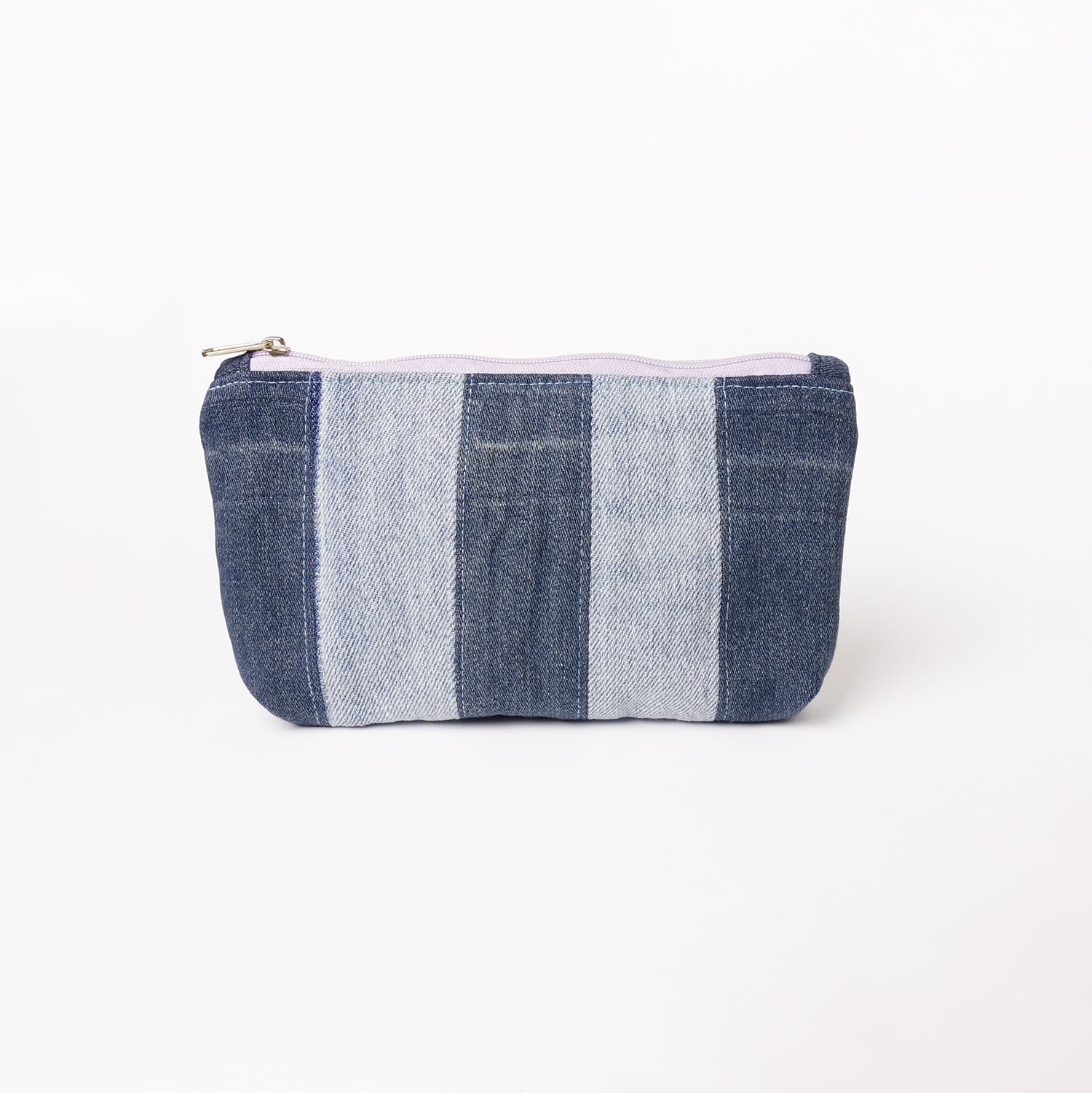 デニム パッチワーク ポーチ 【ストライプ】 ストライプデニムポーチ 綿入り | DENIMCLUB