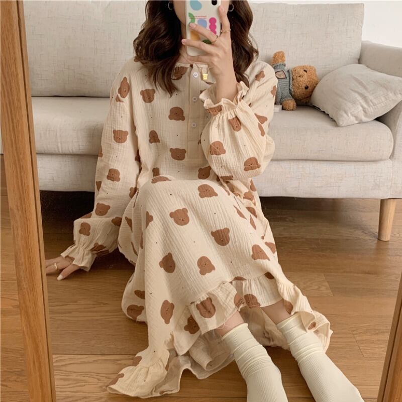 オータムスプリング ロング コットン 大人ガーリー スウィート キュート カジュアル 春物 秋物 萌量不足87338185506