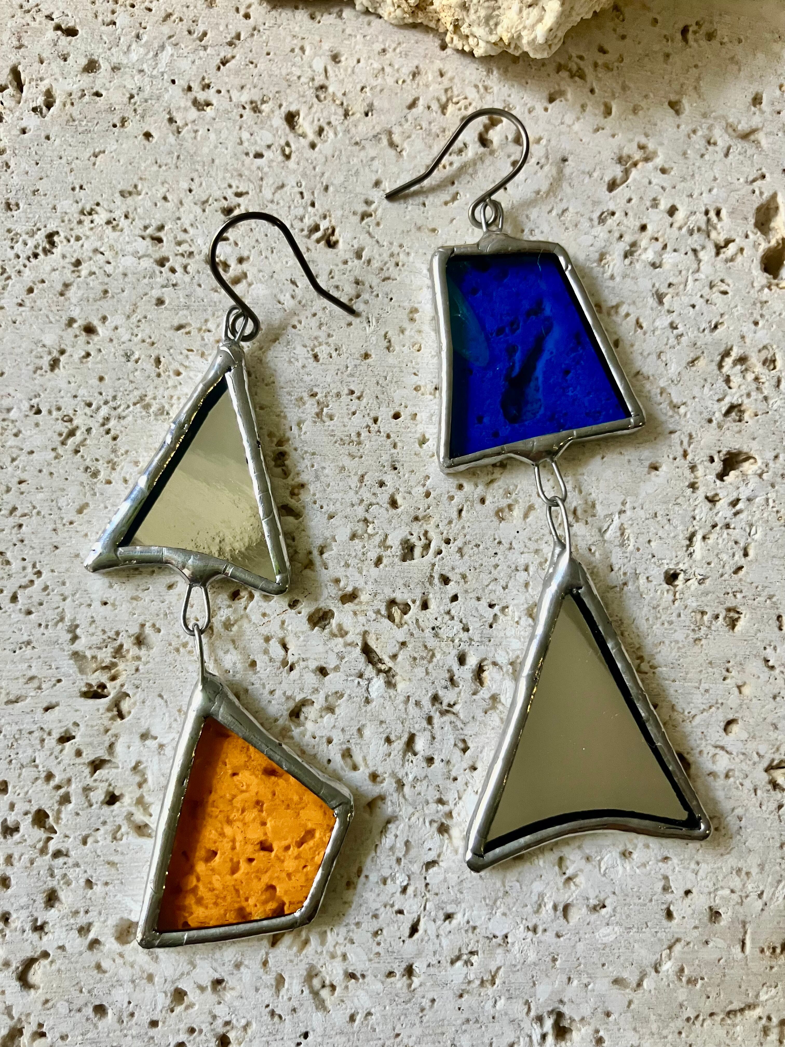 ピアス】ステンドグラス ハンドメイド ピアス アンティーク パネル