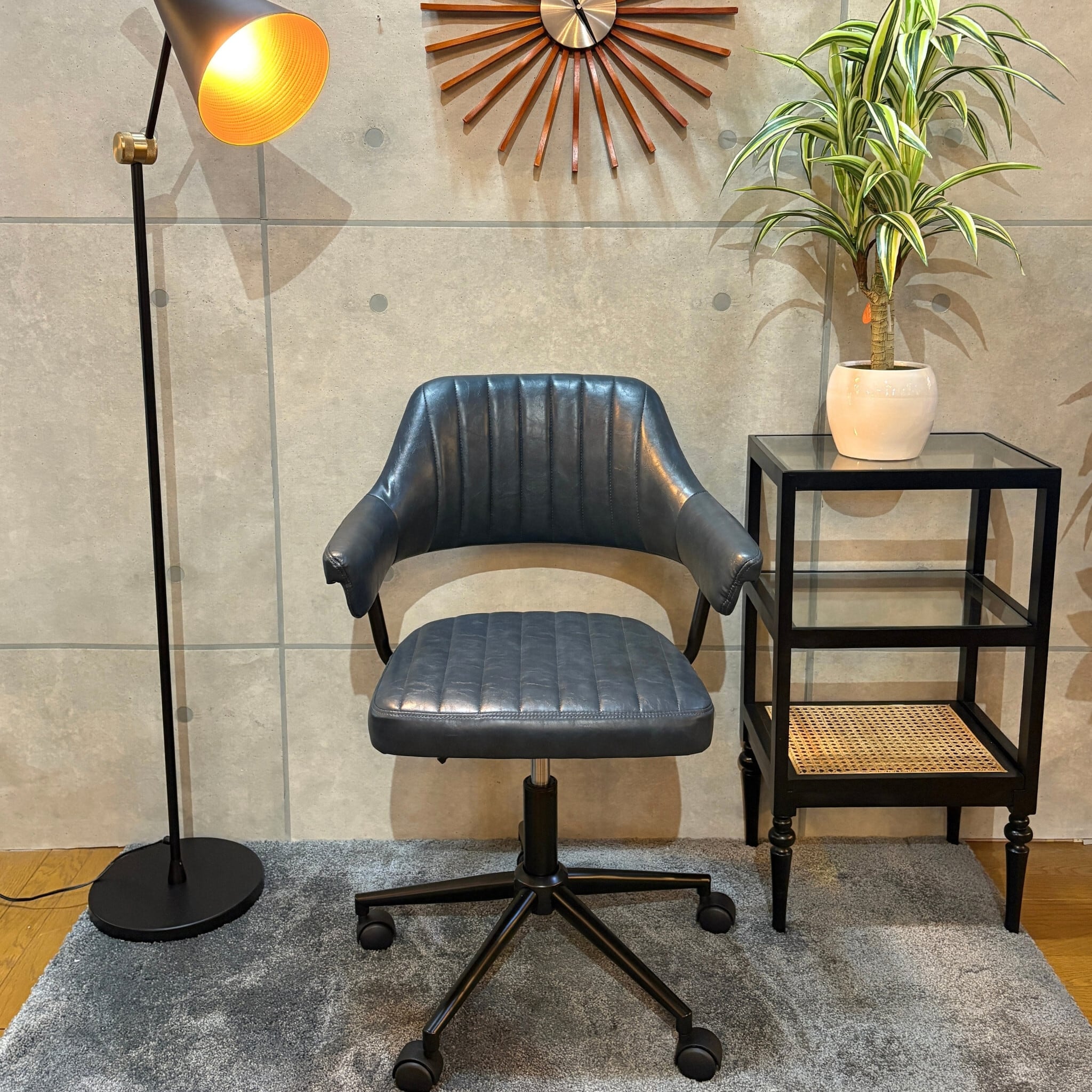 新品】ヴィンテージ風 デスクチェア WP | レザー×ファブリック